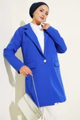 Tek Düğmeli Blazer Ceket Saks - 1