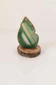 Doğal Taş Plaka Yeşil Akik Ahşap Standlı Dekoratif Obje Biblo 16952 - 1