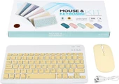 Samsung Galaxy Tab S8+ Plus X800 12.4" Uyumlu Kablosuz Bluetooth Şarj Edilebilir Klavye Mouse Seti - Sarı - 8
