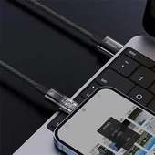 Şeffaf Uçlu iPhone 45w Usb Hızlı ve Dayanıklı Şarj ve Data Işıklı Örgü Kablo 1 Metre - 2