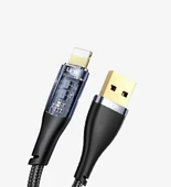 Şeffaf Uçlu iPhone 45w Usb Hızlı ve Dayanıklı Şarj ve Data Işıklı Örgü Kablo 1 Metre - 4