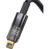 Şeffaf Uçlu iPhone 45w Usb Hızlı ve Dayanıklı Şarj ve Data Işıklı Örgü Kablo 1 Metre - 5