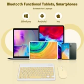Lenovo Tab P12 ZACL0030TR 12.7" Uyumlu Kablosuz Bluetooth Şarj Edilebilir Klavye Mouse Seti - Sarı - 5