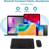 Poco Pad Tablet 12.1" Uyumlu Kablosuz Bluetooth Şarj Edilebilir Klavye Mouse Seti - Siyah thumbnail 7