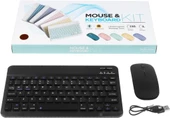 Samsung Galaxy Tab S6 Lite P613 (2022) Uyumlu Kablosuz Bluetooth Şarj Edilebilir Klavye Mouse Seti - Siyah - 8