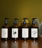 4'lü Çamaşır Suyu Mutfak Temizleyici Bulaşık Deterjanı Sıvı SabunEtiketli Plastik Amber Şişe 500ml - 1