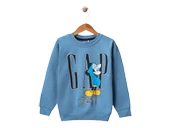 Erkek Çocuk Bisiklet Yaka Karekter Baskılı Sweatshirt - 1