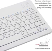 Hegitech Pro 10 10.1" Uyumlu Kablosuz Bluetooth Şarj Edilebilir Klavye - Beyaz - 4