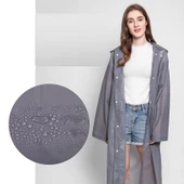 3 ADET 1.KALİTE GRİ YAĞMURLUK  ŞAPKALI ÇITÇITLI YAĞMURLUK GRİ OUTDOOR YAĞMURLUK VIP UNISEX RAIN COAT - 3