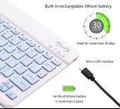 Samsung Galaxy Tab S8+ Plus X800 12.4" Uyumlu Kablosuz Bluetooth Şarj Edilebilir Klavye - Mavi thumbnail 5