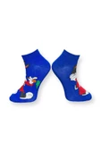 Me-vo Tekli Koyu Mavi Renkli Bay/Bayan Unisex Esnek Nem Alabilen Pamuklu Çizgi Film Karakterli Patik Çorap thumbnail 3