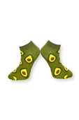 Me-vo Tekli Haki Yeşil Renkli Bay/Bayan Unisex Esnek Nem Alabilen Pamuklu Avokado Desenli Patik Çorap thumbnail 2