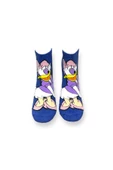 Me-vo Tekli Lacivert Renkli Bay/Bayan Unisex Esnek Nem Alabilen Pamuklu Çizgi Film Karakterli Patik Çorap thumbnail 1