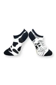 Me-vo Tekli Beyaz Renkli Bay/Bayan Unisex Esnek Nem Alabilen Pamuklu İnek Desenli Patik Çorap thumbnail 1