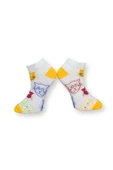 Me-vo Tekli Beyaz Renkli Bay/Bayan Unisex Esnek Nem Alabilen Pamuklu Kedi Desenli Patik Çorap thumbnail 2