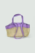 Me-vo Kadın Hasır Lila Renkli Cüzdanlı El ve Omuz Çantası thumbnail 1