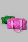 Me-vo Kadın Suni Deri Pembe Renkli Paraşüt El ve Omuz Çantası thumbnail 4