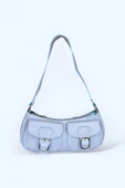 Me-vo Kadın Mavi Renkli Suni Deri Mini Boy 2 Küçük Cepli Çanta thumbnail 1