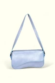 Me-vo Kadın Mavi Renkli Suni Deri Küçük Boy Baget Çanta thumbnail 1