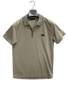 Gewer Fermuarlı Yakalı Slim Fit Kısa Kol Erkek Tişört-6818 - 1