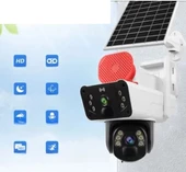 Güneş Enerjili Dual Lens Güvenlik Kamerası Sim Kartlı Solar 4G Güneş Panelli Akıllı Kamera - 1