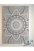 25x35 Resimli Tuval Çocuk Boyama Seti- OTANTİK-MANDALA-6 renk akrilik boya ve 2 fırça adet fırça - 2