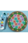 2Li Mandala Boyama Seti- 2 DESENLİ PLAKA-6 RENK AKRİLİK BOYA-2 ADET FIRÇA - 4