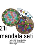 2Li Mandala Boyama Seti- 2 DESENLİ PLAKA-6 RENK AKRİLİK BOYA-2 ADET FIRÇA - 1