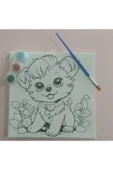dudu ahşap 20x20 Resimli Tuval Çocuk Boyama Seti- Sevimli Köpek-2 3 Akrilik Boya+ 1 Fırça ile birlikte - 5