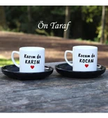 Kocam da Kocam - Karım da Karım Tasarımlı ve İsme Özel 2'li Türk Kahvesi Fincan Takımı - 1