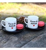 Kocam da Kocam - Karım da Karım Tasarımlı ve İsme Özel 2'li Türk Kahvesi Fincan Takımı - 3