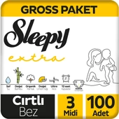 Sleepy Extra Günlük Aktivite Gross Paket Bebek Bezi 3 Numara Midi 100 Adet thumbnail 1