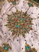El İşi Otantik İşlemeli Boncuklu Taşlı Kadife Masa Örtüsü 97x105cm (Defolu) - 6