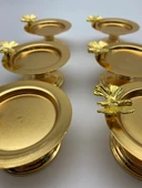 6'lı Kelebekli Gold Makaronluk, Lokumluk, Çay ve Kahve Yanı Sunumluk, Metal Şekerlik - 3