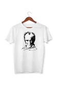 Unisex Çocuk Beyaz Atatürk Baskılı Kısa Kollu T-shirt - 3