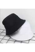 Beyaz Unisex Panama Kova Bucket Şapka - 1