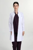 Önlük Kadın Uzun Hakim Yaka Doktor Hemşire Öğretmen Önlüğü Beyaz - 2