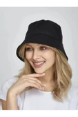 Unisex Siyah Kova Şapka, Düz Balıkçı Bucket Şapka - 3