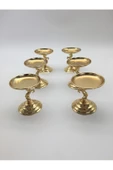 6'lı Atlı Gold Lokumluk, Çay ve Kahve Yanı Sunumluk, Metal Şekerlik, Makaronluk - 7