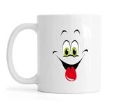 HİDZ Smile İfadeli Beyaz Kupa Bardak (Tip 4) - 1