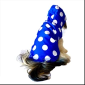 Puantiyeli Mavi Yağmurluk Kapşonlu  Köpek Yağmurluğu - 4