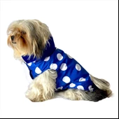 Puantiyeli Mavi Yağmurluk Kapşonlu  Köpek Yağmurluğu - 7