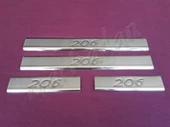 WOC Chrome Peugeot 206 Krom Kapı Eşiği 1998-2012 4 Parça Paslanmaz Çelik - 1