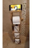 Ahşap Wc Kağıtlık Tuvalet Telefon Tutucu Standı Özellikli Banyo Kağıtlık - 1
