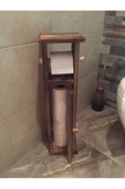 Ahşap Wc Kağıtlık Tuvalet Telefon Tutucu Standı Özellikli Banyo Kağıtlık Wc Kağıtlık - 3