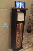 Ahşap Wc Kağıtlık Tuvalet Telefon Tutucu Standı Özellikli Banyo Kağıtlık - 4