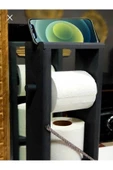Ahşap Wc Kağıtlık Tuvalet Tuvalet Kağıtlığı Telefon Tutucu Standı Özellikli - 2