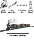 Oyuncak Işıklı Ve Sesli Buhar Atan 30 Parça Classic Klasik Buharlı Tren Seti - 2