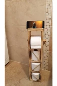Ahşap Wc Kağıtlık Tuvalet Telefon Tutucu Standı Özellikli Banyo Kağıtlık - 1