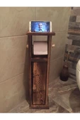 Ahşap wc Kağıtlık Tuvalet Telefon Tutucu Standı Özellikli Banyo Kağıtlık - 1